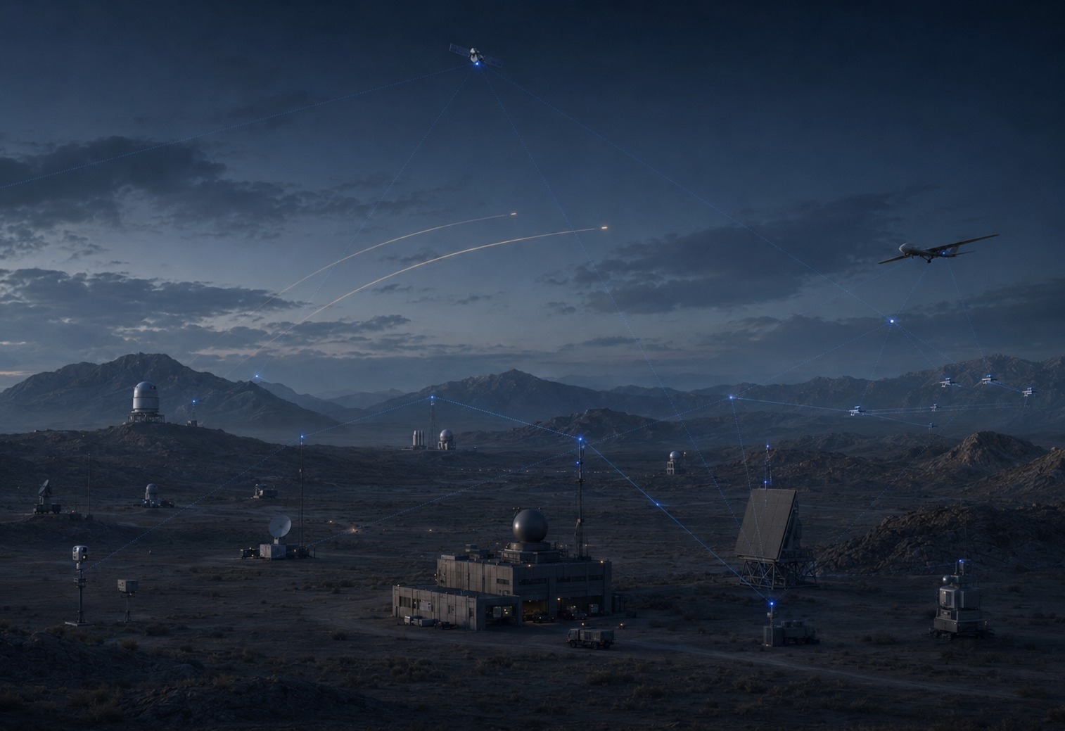 Integrated layered-defense architecture connecting space, airborne and ground-based sensing systems.